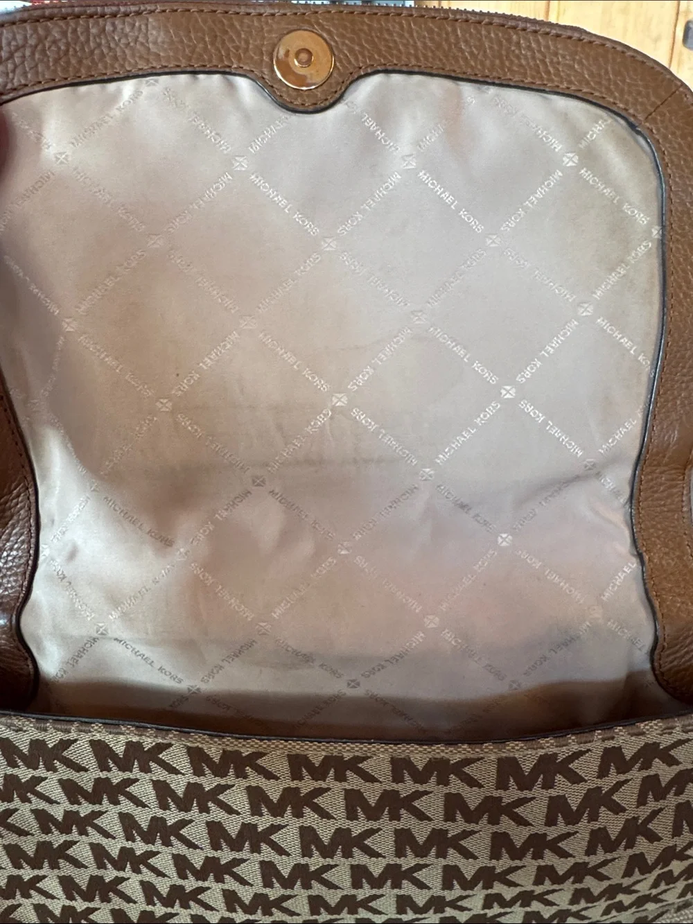 Michael Kors Tan Brown MK Logo Shoulder Bag